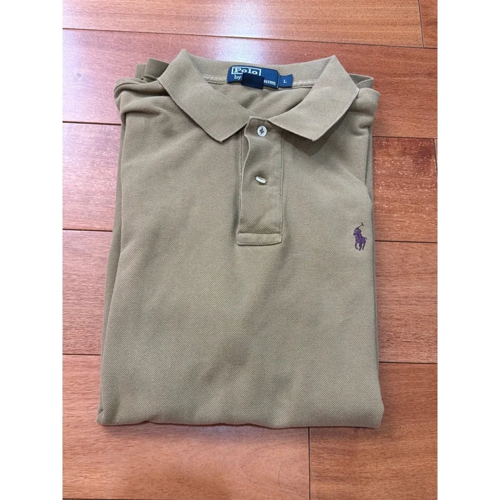 Polo Ralph Lauren Polo Shirt Mens Olive Green Short Sleeve Pique Large